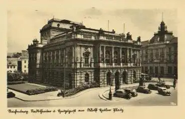 Aussig Reichenberg Stadttheater u. Hauptpost am Adolf-Hitler-Platz o 14.04.1943