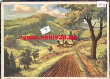 Eduscho Kaffee Künstlerkarte J. Buggle Bergwiesen im Schwarzwald *ca. 1940