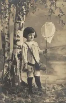 Kind mit Kescher Jagd  gebr. ca. 1915