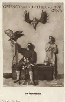 Falknerei Beizjagd Die Nibelungen Gerenot u. Giselher von Burgund *ca. 1920