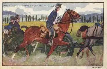 Schokoladen Werbung Pferde Peter u. Kohler gebr. ca. 1930