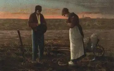 Landwirtschaft Feldarbeit Gebet Künstlerkarte gebr. ca. 1915