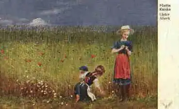 Kinder im Kornfeld Künstlerkarte Martin Ränike "Unter Ähren" o 15.7.1918