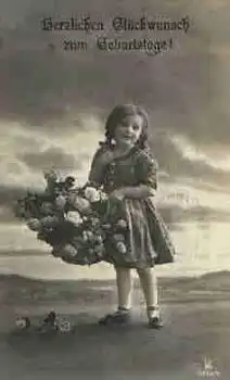 Mädchen mit Blumenkorb Serienkarte3802/4 o 4.6.1917