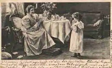 Kaffeetafel Mutter mit Kind  o 19.10.1901