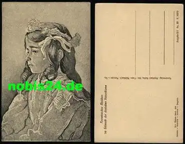 Französisches Mädchen im Schmuck der deutschen Kaiserblume Künstlerkarte *1916