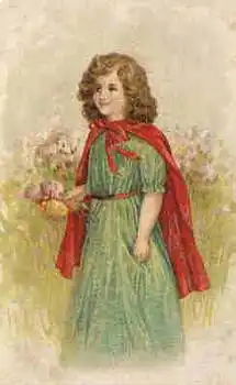 Mädchen mit Blumen Künstlerkarte gebr. um 1920