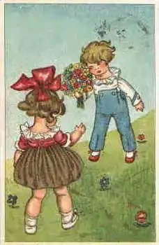 Kinder mit Blumen Künstlerkarte S.V.D. Serie 3574/1 o 8.10.1920