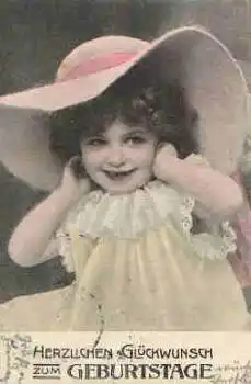 Mädchen mit Hut Geburtstagskarte o 25.5.1906