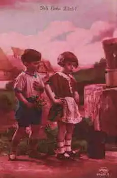 Kinder mit Blumenstrauß Amag Karte64001/1 o 10.10.1930
