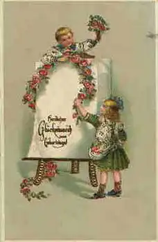 Kinder goldschnitt Geburtstagskarte o 26.2.1916
