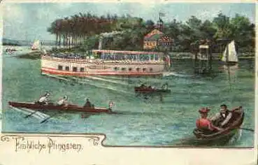 Ruderboot Pfingsten Litho o ca. 1910