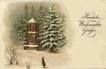Weihnachten Hase im Winterwald o 1933