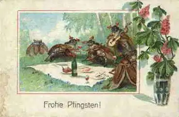 Pfingsten Maikäfer beim Picknick mit Gitarre o 14.5.1918