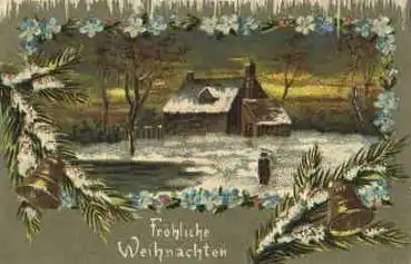 Weihnachten Prägekarte mit Glocke o 1907