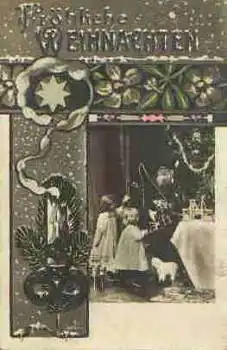 Weihnachtsmann mit Peitsche und Kinder Serienkarte AL2020/2 o 24.12.1914