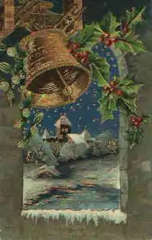 Weihnachtsglocken Goldschnittkarte mit Glocke *ca. 1915