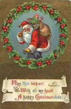 Weihnachtsmann mit Rotem Mantel  Prägelitho o 21.12.1911