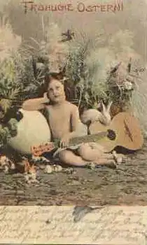Kind mit Gitarre Osterei Serienkarte670-6 o 24.4.1905
