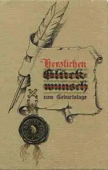 Schreibfeder Geburtstagskarte o 20.3.1912