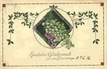 Geburtstagskarte Jugendstil o 7.6.1916