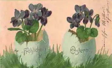 Ostereier mit Blumen Glückwunschkarte o 29.3.1902