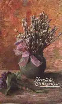 Ostern "Frühlingsboten" Weidenkätzchen Künstlerkarte A Giesler o ca. 1912