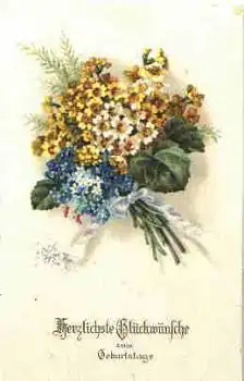 Blumenstrauß Geburtstagskarte o 4.6.1925