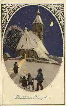 Neujahr Glückwunschkarte o 31.12.1927