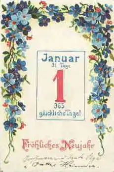 Neujahr 1.Januar Kalenderblatt o 31.12.1905