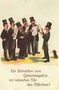 Männerchor mit Hund Geburtstagskarte o 22.1.1932