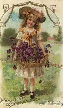 Jugendstil goldschnitt Geburtstagskarte o 22.9.1916