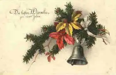 Neujahr Glocke Glückwunschkarte  o 31.12.1926