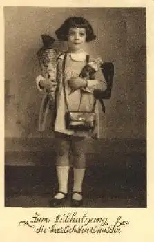 Schulanfang, Mädchen, Schultasche, Tüte, gebr. 1933