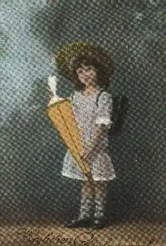 Schulanfang, Mädchen, Schultasche, Tüte, gebr. ca .1920 Serienkarte Nr. 6297 5