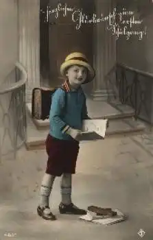 Schulanfang, Junge, Schultasche, o 1928, Serienkarte Nr. 4323 1