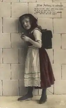 Schulanfang, Mädchen, Schultasche, o 1917, Serienkarte Nr. 3111 6