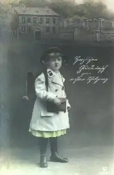Schulanfang Mädchen Schultasche o 1917 Serienkarte Nr. 6025 5