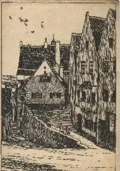 Ernst Liebermann Alte Gasse Künstlerkarte Ernst Liebermann * ca. 1930