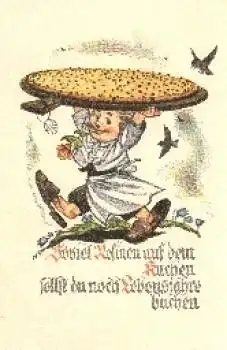Bäcker Kind mit Kuchenbrett Künstlerkarte um 1940