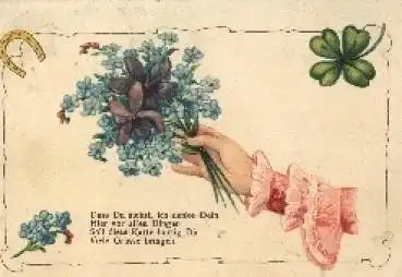Blumen Glückshufeisen Vergißmeinnicht o ca. 1910