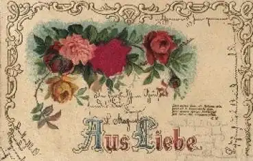 Blumen Materialkarte mit Stoff o 10.1.1907