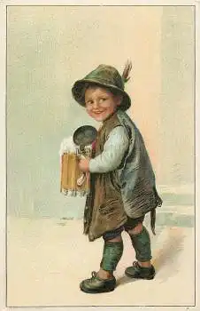 Kind mit Bierkrug Farblitho * ca.1900 keine Ak-Einteilung