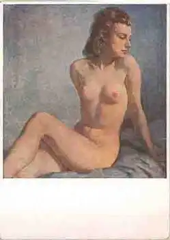 HDK181 Wilhelm Hempfing Sitzende Blondine Akt *ca.1940 Haus der Deutschen Kunst (HDK) Verlag Heinrich Hoffmann München