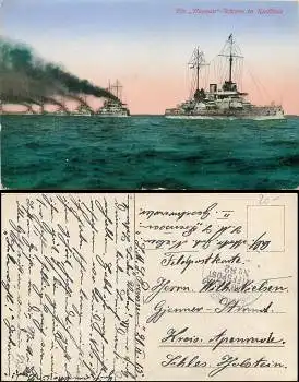 Marineschiffspost Nr. 82 (SMS Preussen)  o 21.2..1915 auf AK