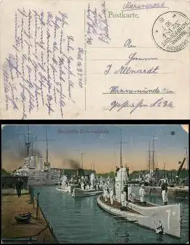 Marineschiffspost Nr. 184 (Torpedoboot V 130 / II. Halbflottille)  o 30.7.18 U-Boot U7 U8 aufAK