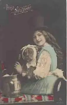 Neujahr Kind mit Boxer Hund Serie 4228/5, o 10.12.1911