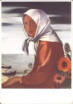 Künstler Hilfswerk 1937 "Kurisches Mädchen" Künstlerkarte Fritz Burmann