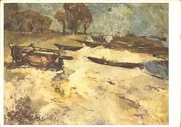 Künstler Hilfswerk 1937 Hans Schröers Am Rheinufer bei Witlaer Bild 71/XII