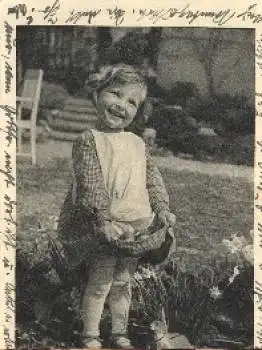 Mädchen Ostereier Hase gebr. ca.1940